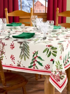 Easy-Clean Winter Berry Coated Tablecloth