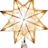 Eight-Point Lighted Capiz Star Christmas Tree Topper