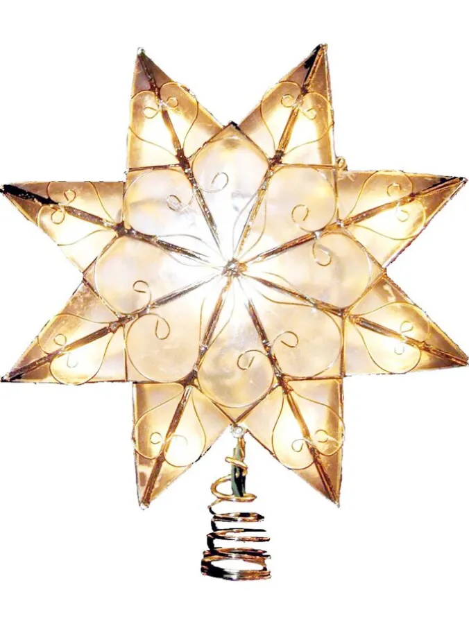 Eight-Point Lighted Capiz Star Christmas Tree Topper