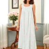 Eileen West Aqua Floral Cotton Lawn Nightgown