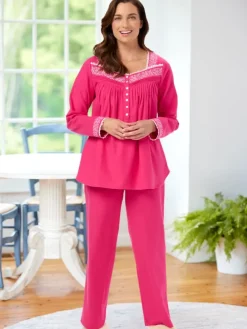 Eileen West Fairy Tale Peony Flannel Pajama Set