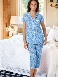 Eileen West Lilac Blossom Cotton and Modal Capri Pajama Set