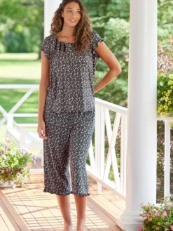 Eileen West Midnight Blossoms Modal Capri Pajama Set