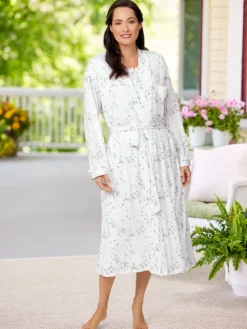 Eileen West Rosebud Cotton and Modal Wrap Robe
