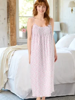 Eileen West Strappy Floral Cotton Nightgown