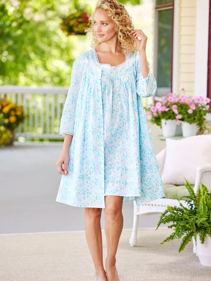 Eileen West Watercolor Robe With 3/4 Sleeves