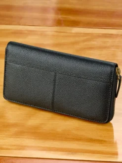 Ella Simone Accordion Zip-Around Leather Wallet, 8 Inch