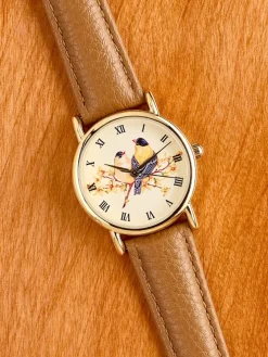 Ella Simone Bird Lover's Watch With Leather Band