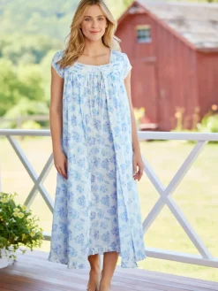 Ella Simone Blue Hydrangea Cotton Lawn Robe