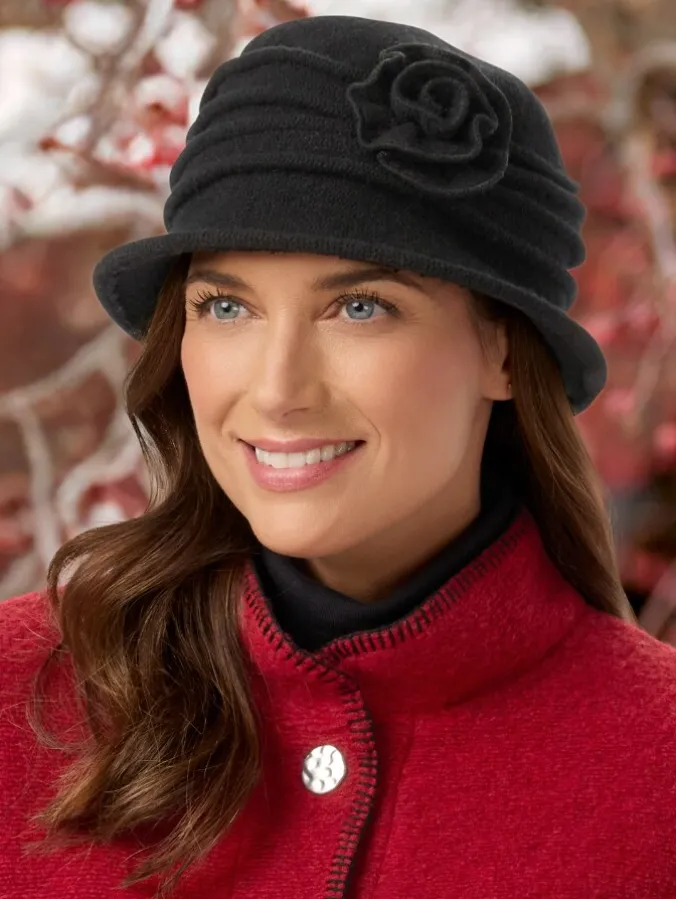 Ella Simone Boiled Wool Hat With Flower