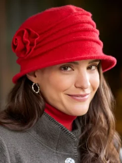 Ella Simone Boiled Wool Hat With Flower