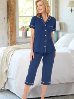 Ella Simone Classic Cotton Knit Capri Pajama Set