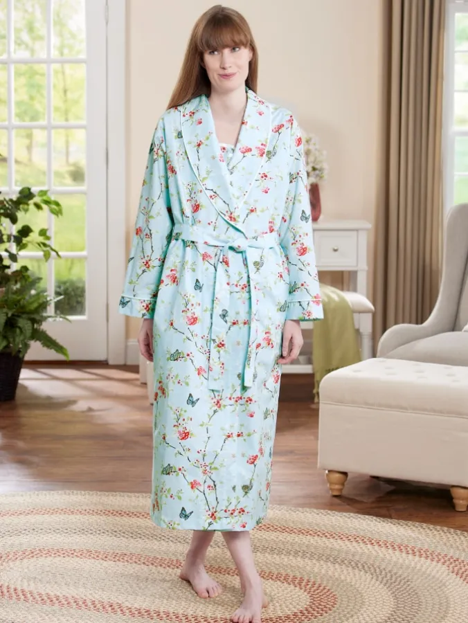 Ella Simone Classic Portuguese Percale Cotton Wrap Robe