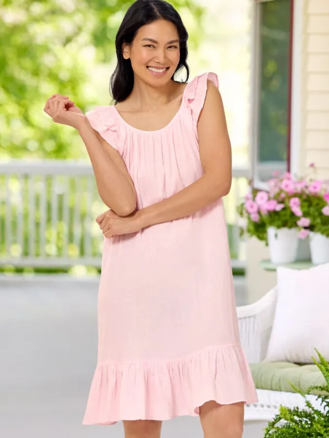 Ella Simone Cloud Soft Double-Cotton Gauze Nightgown