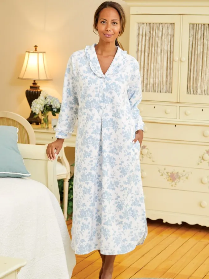 Ella Simone Countryside Toile Portuguese Flannel Nightgown