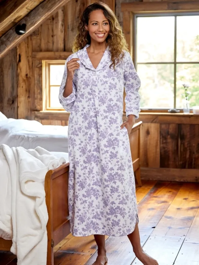 Ella Simone Countryside Toile Portuguese Flannel Nightgown