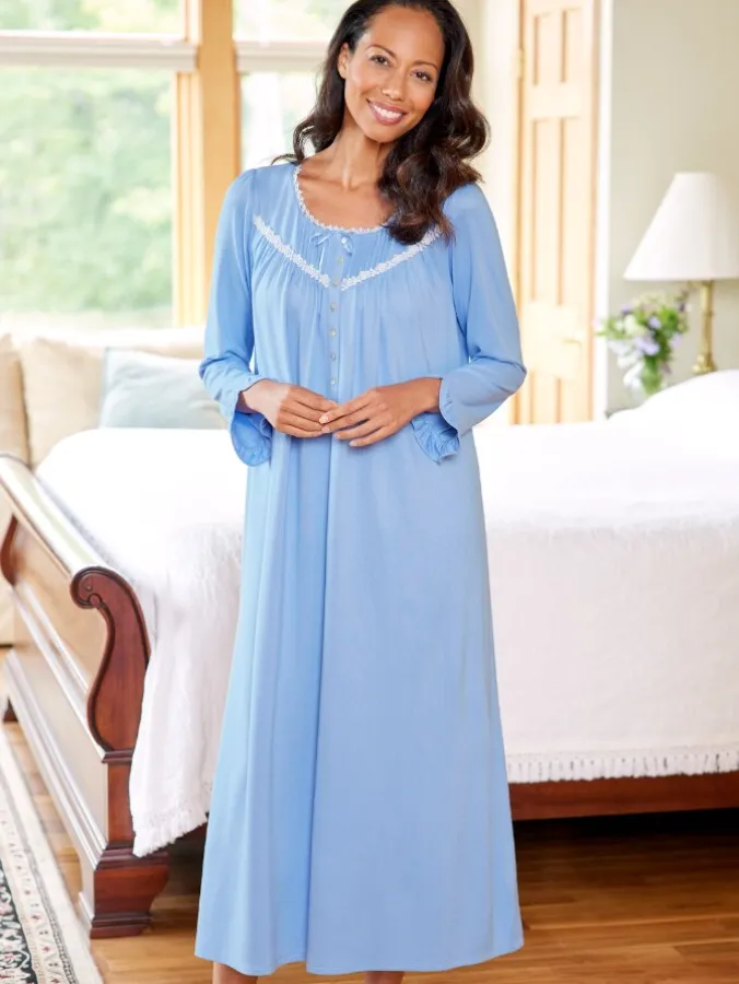Ella Simone Cozy Nights Sweater-Knit Nightgown