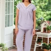 Ella Simone Crochet Lace Trim Cotton Capri Pajama Set