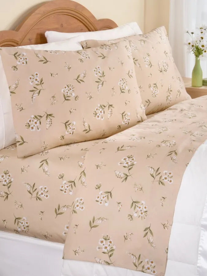 Ella Simone Delightful Daisies Portuguese Cotton Sateen Sheet Set