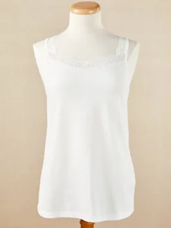 Ella Simone Double-Lace Cotton Modal Tank Top