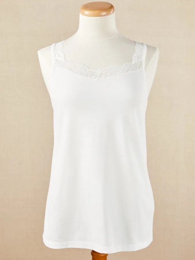Ella Simone Double-Lace Cotton Modal Tank Top