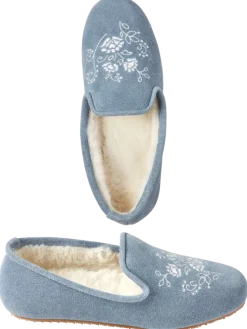 Ella Simone Embroidered Suede Ballet Slippers