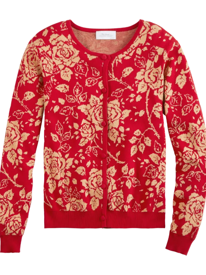 Ella Simone Floral Jacquard Cotton Cardigan