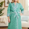 Ella Simone Indigo Dreams Lotus Print Wrap Robe