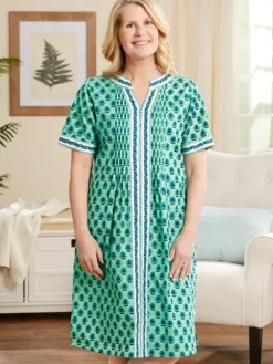 Ella Simone Indigo Dreams Lotus Print Nightgown
