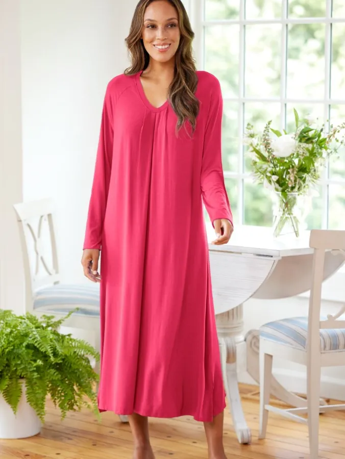 Ella Simone Long-Sleeve Cooling Bamboo Nightgown