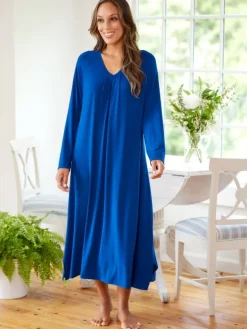Ella Simone Long-Sleeve Cooling Bamboo Nightgown