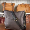 Ella Simone Manchester Leather Shoulder Bag in Brown/Black