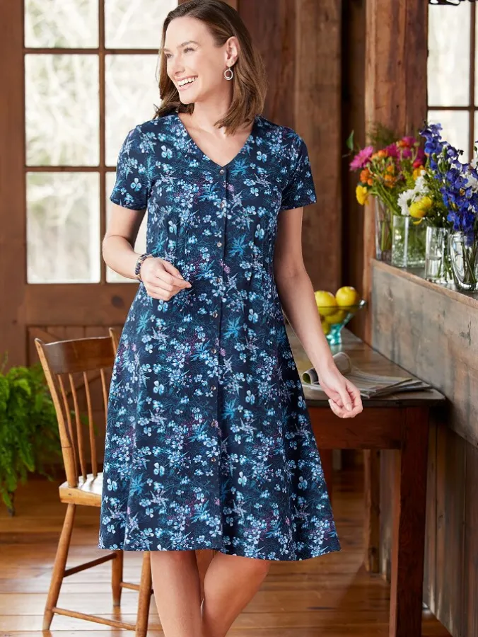 Ella Simone Pintuck Floral Knit Dress