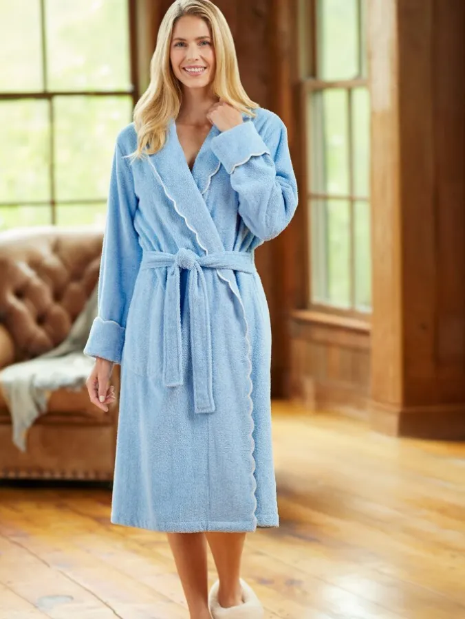 Ella Simone Scalloped Cotton Terry Bath Robe