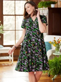 Ella Simone® Short-Sleeve Tiered Floral Dress