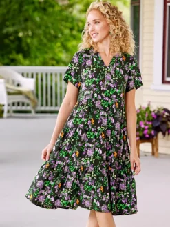 Ella Simone® Short-Sleeve Tiered Floral Dress