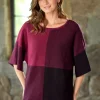 Ella Simone Soft Checks Dolman Short Sleeve Sweater