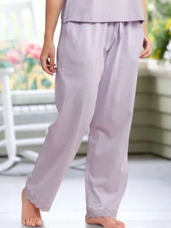 Ella Simone Sweet Eyelet Lace Cotton Knit Pajama Pants