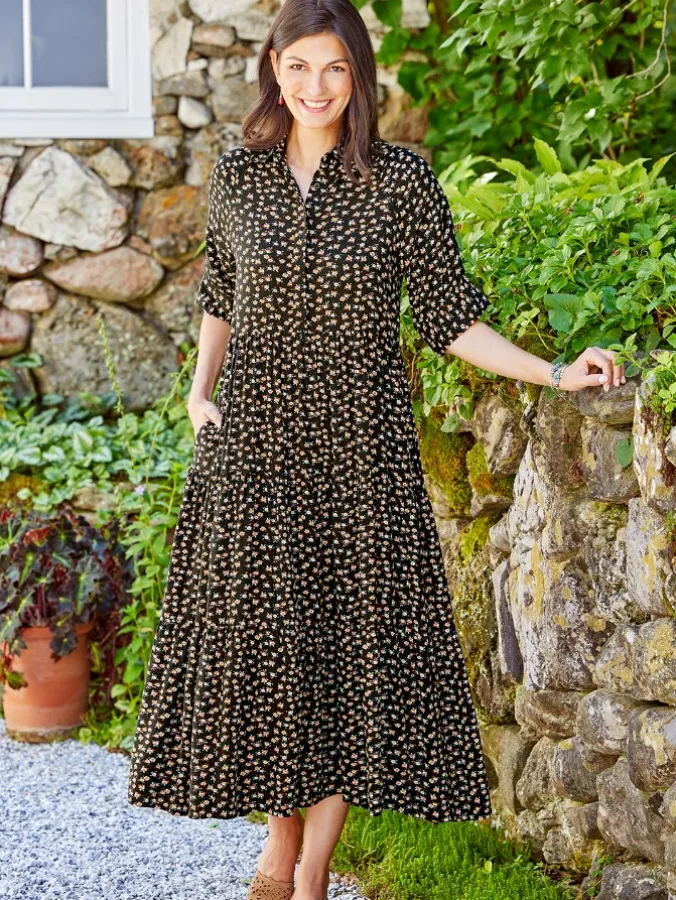 Ella Simone Tiered Floral Midi Dress