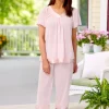 Ella Simone Touch of Satin Nylon Tricot Capri Pajama Set
