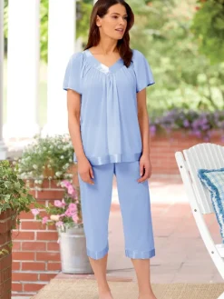 Ella Simone Touch of Satin Nylon Tricot Capri Pajama Set