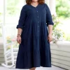 Ella Simone Triple-Tier Cotton Gauze Midi Dress