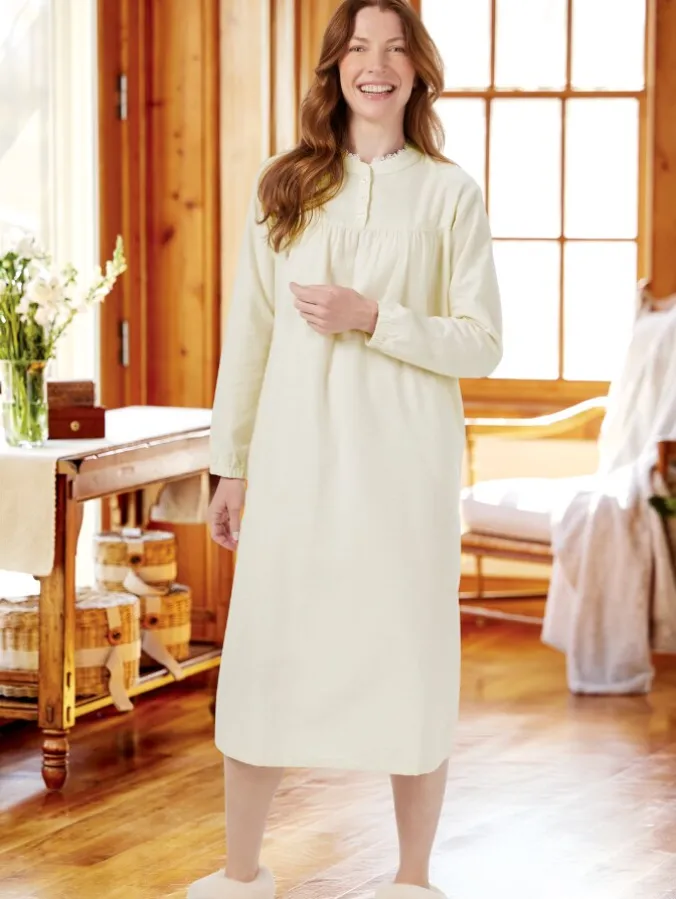 Ella Simone Victorian Ruffle Cotton Flannel Nightgown