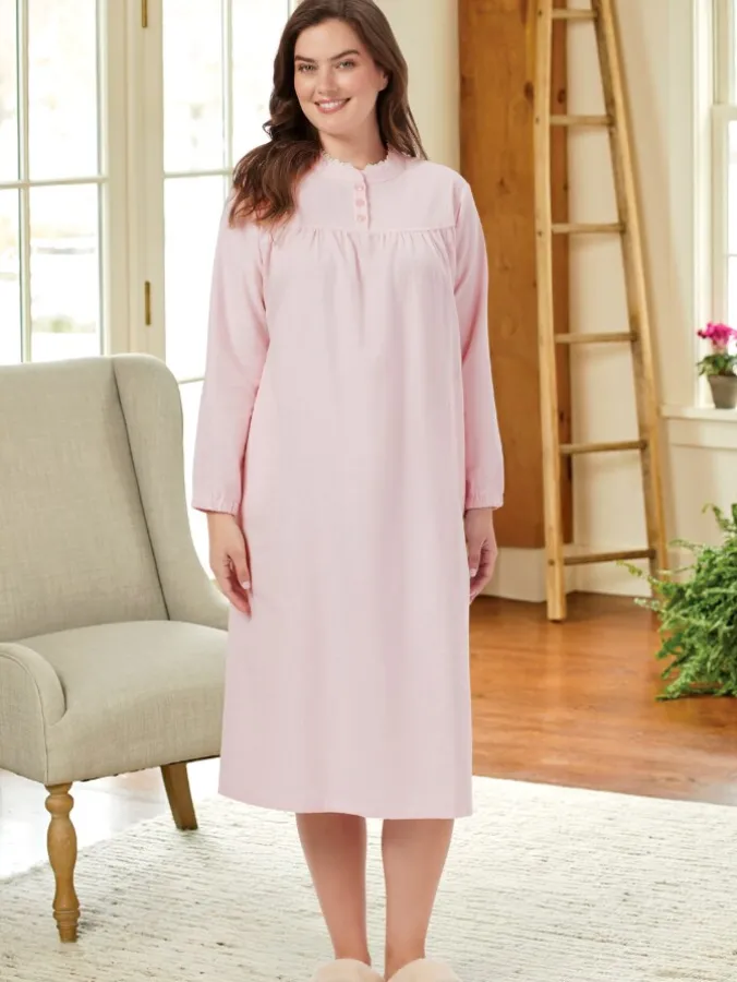 Ella Simone Victorian Ruffle Cotton Flannel Nightgown