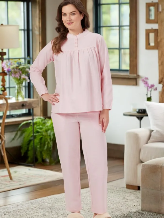 Ella Simone Victorian Ruffle Cotton Flannel Pajama Set