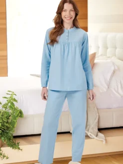 Ella Simone Victorian Ruffle Cotton Flannel Pajama Set