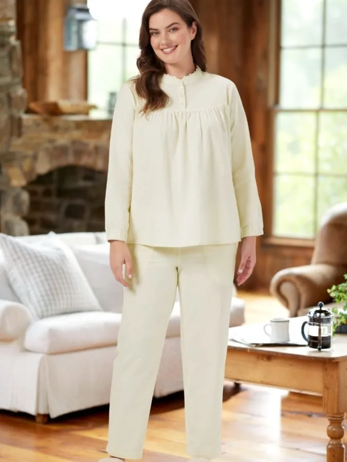 Ella Simone Victorian Ruffle Cotton Flannel Pajama Set