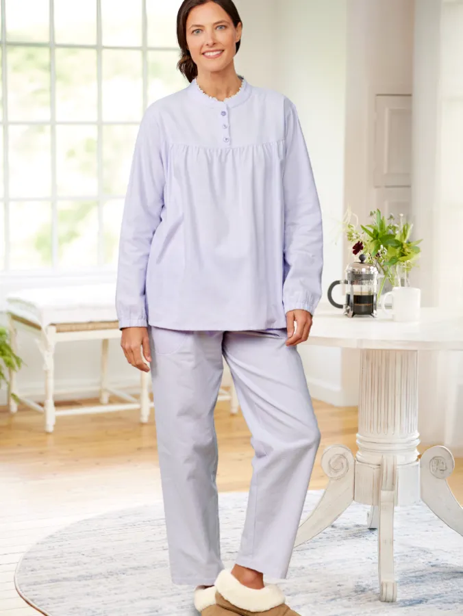 Ella Simone Victorian Ruffle Cotton Flannel Pajama Set