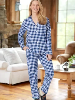 Ella Simone® Women's Gingham Flannel Pajama Set