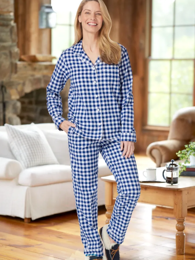 Ella Simone® Women's Gingham Flannel Pajama Set